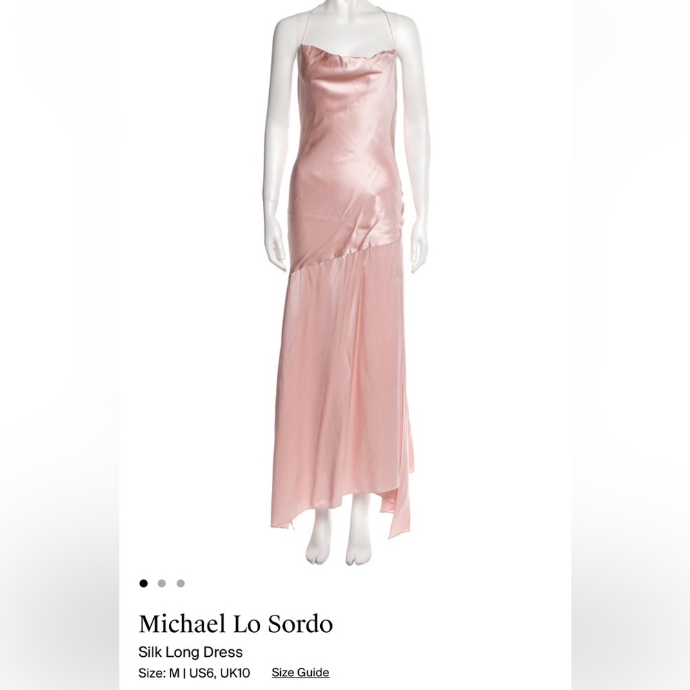 Michael Lo Sordo Asymmetrical Pink Silk Dress